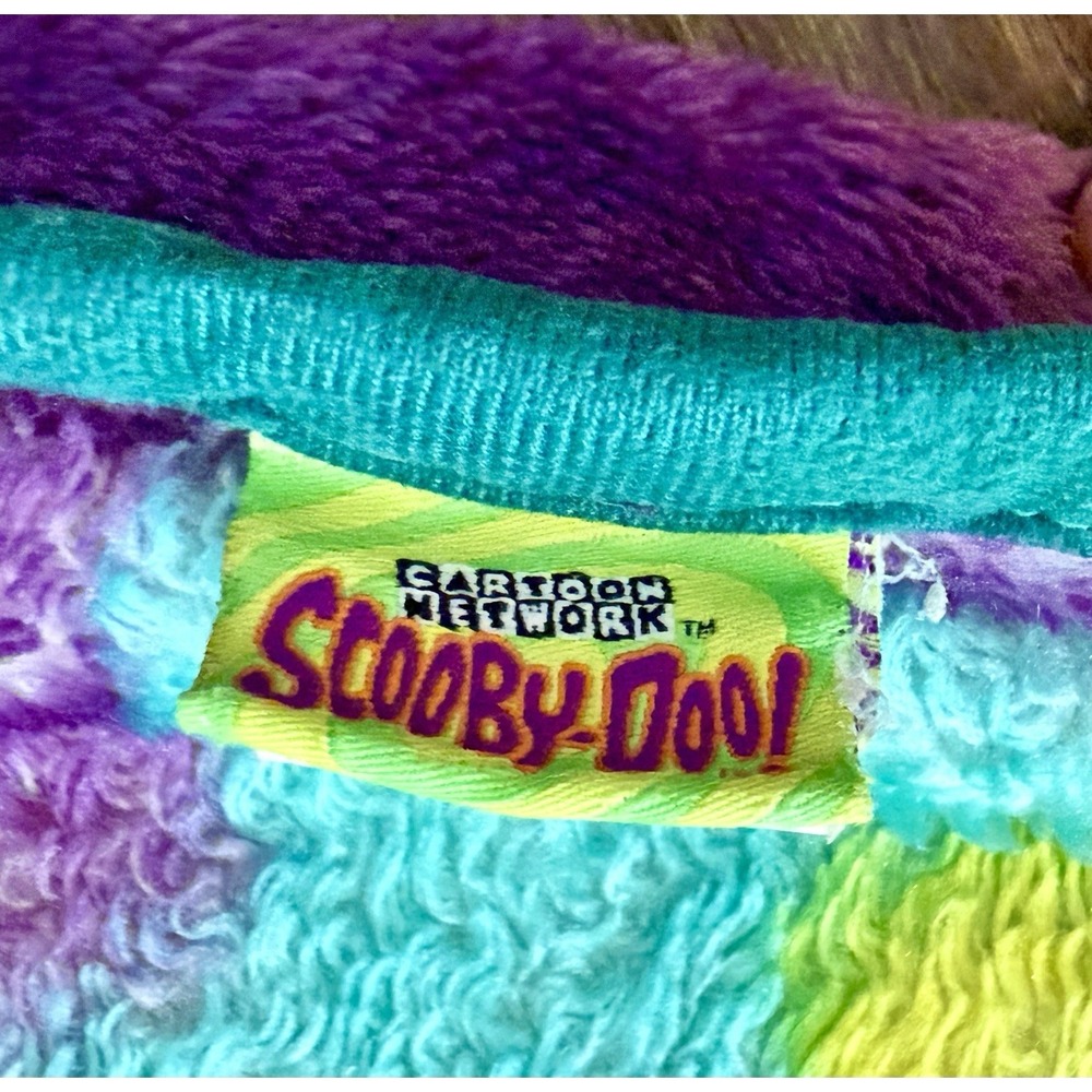Scooby Doo Fleece Vintage Throw Blanket Purple Yellow Teal Plush 50" x 60" Y2K - Picture 3 of 3